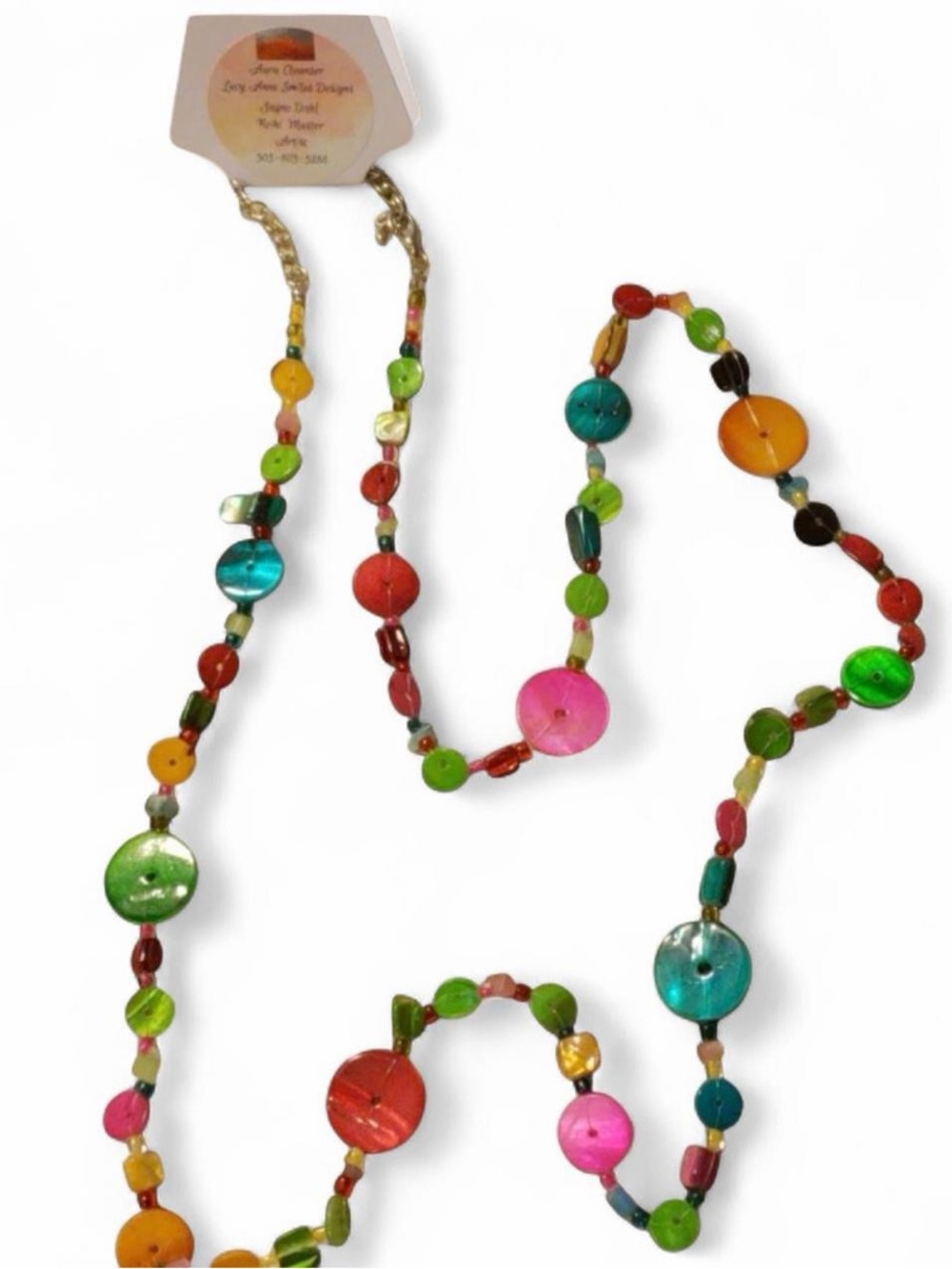 Multi color button necklace